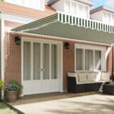 vidaXL ročna retraktibilna tenda Zelena in bela 600x300 cm, tenda zamenjava blaga za okvir 6x3 m Zelena in bela | Shoptok.si