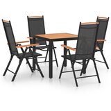 vidaXL 5-dijelni vrtni blagovaonski set aluminijski crni Cijene