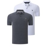 Dewberry DUO SET T8561 MENS TSHIRT-ANTHRACITE-WHITE Cene