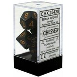 Chessex kockice - opaque - polyhedral - black & gold (7) Cene
