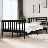Maison Chic Posteljni okvir - Dvoposteljna postelja - Zakonska postelja črn iz trdnega lesa 140x190 cm-J14100, (21760913) | Shoptok.si