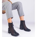 Gemre Black mesh block heel ankle boots Melarka | shoptok.hr