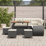 vidaXL 9-komadni set vrtnih sofa s jastučićima Crna Poli ratan Akacija | shoptok.hr