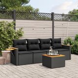 Maison Chic Seti vrtnega pohištva - Vrtna garnitura - Vrtni pohištvo set 5-delna z blazinami črn poli ratan, (21816089) | Shoptok.si