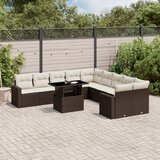 Maison Chic Seti vrtnega pohištva - Vrtna garnitura - Vrtni pohištvo set 11-delna z blazinami rjava poli ratan, (21811472) | Shoptok.si