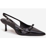 Boto Patent Leather Heeled Pumps With Bow Black Olvena | shoptok.hr