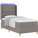 vidaXL Box Spring Postelja z Blazino in LED Taupe 90x190 cm Tkanina, (22049204) | Shoptok.si