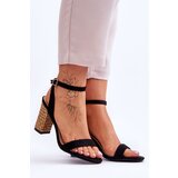 Boto Suede Sandals On A Braided Heel Black Selila | Shoptok.si