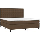  Box spring postelja z vzmetnico LED temno rjava 180x200cm blago, (20900831) | Shoptok.si