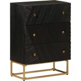 vidaXL Predalnik črn 55x30x76 cm trden mangov les in železo | Shoptok.si