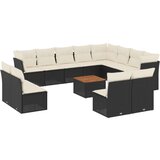  13-dijelni set vrtnih sofa s jastucima poliratan crni | shoptok.hr