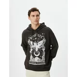 Koton Oversize Hooded Sweatshirt with Mystic Printed Slogan