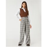 Koton Palazzo Trousers Wide Legs Check, Pocket Detailed Pleated. | Shoptok.si