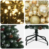 Umjetno božićno drvce zeleno s kuglicom 150 cm 150 LED lampica - Zelena s mraženim vrhovima Ø 80 x 150 cm s 150 LED dioda i zlat | shoptok.hr