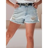 DStreet Spodenki damskie jeansowe z paskiem SUMMERFLY niebieskie | Shoptok.si