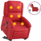 Maison Chic Električni masažni stol - Relax naslanjač s funkcijo vstajanja rdeče umetno usnje, (22062339) | Shoptok.si