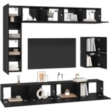 vidaXL Komplet TV omaric s polico Drugo s shranjevanjem 8 pcs Črna Orehovina | Shoptok.si