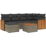 Maison Chic Seti vrtnega pohištva - Vrtna garnitura - Vrtni pohištvo set 7-delna z blazinami siv poli ratan, (21802623) | Shoptok.si