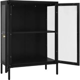  Komoda crna 75 x 35 x 105 cm od čelika i stakla | shoptok.hr