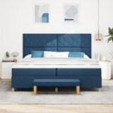 Box Postelja z osnovo z vzmetnico in klopi Modra 200x200 cm Tkanina, (22084028) | Shoptok.si
