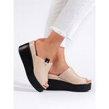 Shelvt Beige wedge flip-flops cene