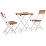 vidaXL Bistro garnitura 3-delna trden akacijev les temno rjava in bela | Shoptok.si