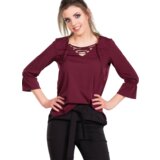 INPRESS Blouse with lace-up neckline purple | Shoptok.si