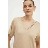Karl Lagerfeld Kratka majica ženska, rjava barva, 245W1709