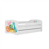 HAPPYKIDS Otroška postelja Dreamy 180x80 dinozavri z ležiščem s predalom Bela | Shoptok.si