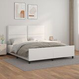  The Living Store Posteljni okvir z vzglavjem bel 160x200 cm umetno usnje - Posteljni Okvir Z Vzglavjem, (21502793) | Shoptok.si