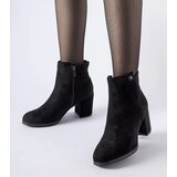 Gemre Black eco-suede ankle boots with low block heel Risano | Shoptok.si