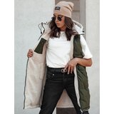 DStreet Kamizelka damska COSYVIVA długa z kapturem pikowana zielona | Shoptok.si