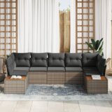 vidaXL set od 7 dijelova garniture za vrt s jastučićima siva poli ratan akacija | shoptok.hr