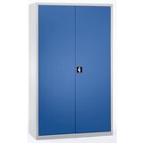 eurokraft pro Omara s krilnimi vrati, 4 police, širina 1200 mm, svetlo siva / encijan modra | Shoptok.si