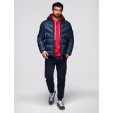Ombre Men's long quilted jacket with large pockets - beige | shoptok.hr