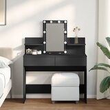  The Living Store Toaletna mizica z LED lučkami črna 100x40x130 cm - Toaletna Mizica, (21496009) Cene