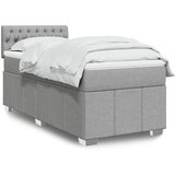 vidaXL Box spring postelja z vzmetnico svetlo siv 100x200 cm blago | Shoptok.si