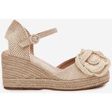 Boto Women's Wedge Sandals With Braiding And Crocheted Flower Beige Ismilea | ePonuda.com