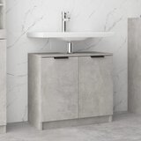The Living Store Kopalniška omarica betonsko siva 64,5x33,5x59 cm konstr. les - Kopalniška Omarica, (21436143) Cene