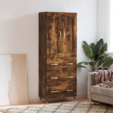 vidaXL Visoka komoda dimljen hrast 69,5x34x180 cm inženirski les | Shoptok.si