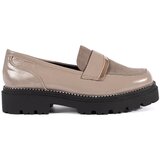 GOODIN Beige patent leather loafers for women on a platform | shoptok.hr