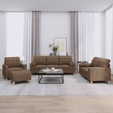 vidaXL Sedežna garnitura 4-delna z vzglavniki rjavo blago | Shoptok.si