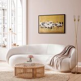  Plakat Japanese Cranes - a flock of birds against a golden background based on the painting of Ishida Yūtei 90x60 Crni okvir | shoptok.hr