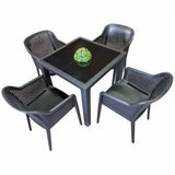 Tilia baštenski set octa sto i 4 stolice crni 80X80 cene
