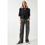  Women's Black Brown Leopard Patterned Straight Jeans | Shoptok.si