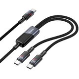 hoco. 2u1 USB C na USB C / USB C kabel 5A 100W 120 cm U139 crni | shoptok.hr