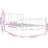  Metalni okvir kreveta uzglavlje i podnožje bijeli 90 x 200 cm | shoptok.hr