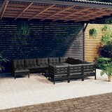 The Living Store Vrtna sedežna garnitura 12-delna z blazinami črna borovina - Vrtna Sedežna Garnitura, (21475909) | Shoptok.si
