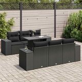 Maison Chic Seti vrtnega pohištva - Vrtna garnitura - Vrtni pohištvo set 7-delna z blazinami črn poli ratan, (21803702) | Shoptok.si