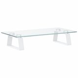  Stalak za monitor bijeli 40 x 20 x 8 cm kaljeno staklo i metal | shoptok.hr